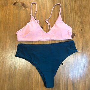 Zaful Pink & Emerald Green Bikini Set size 8 Large NWOT buttery soft fabric
